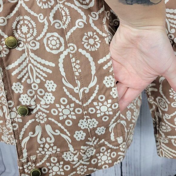 Liz Claiborne Brown & Tan Size 16 Boho Chic Patterned Shacket Jacket Blazer - Picture 5 of 9